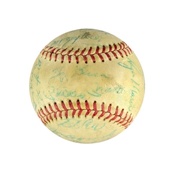 1961 New York Yankees World Champions Team Signed Baseball with 28 Signatures including Mantle and Maris